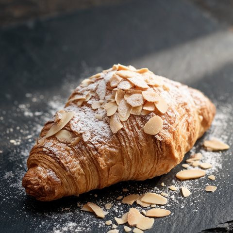 Almond croissant dusted with sugar