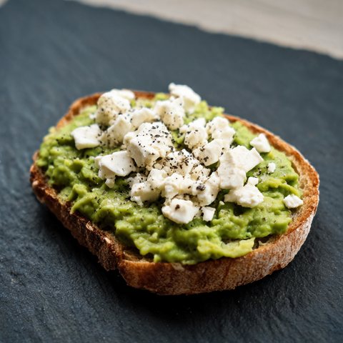 Avocado and feta toast on sourdough